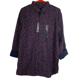 NWT Banana Republic Factory Slim Untucked Fit Blue Floral Button Down Shirt